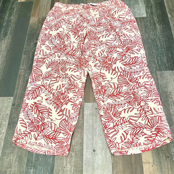 Lane Bryant Pants Plus 22/24 Inseam 32 Drawstring Linen Blend NWT $60 Tropical - Picture 1 of 9